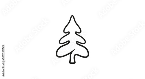 Simple line drawing of a stylized evergreen tree icon on white background