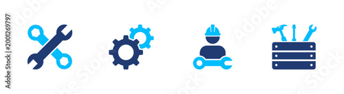 Maintenance repair icon set. tools, service, engineering, system, equipment. solid style icon collection.