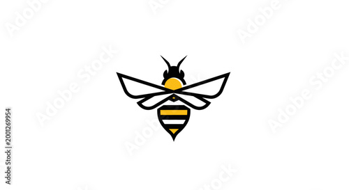 Minimalist Bee Logo Icon - Vector Illustration