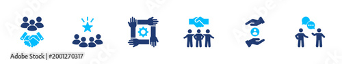Team collaboration icon set. teamwork, communication, partnership, cooperation, people. solid style icon collection.