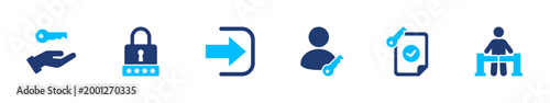Access control icon set. security, authentication, login, permission, system. solid style icon collection.