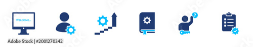 Technical support icon set. service, assistance, system, maintenance, help. solid style icon collection.