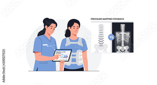Physical therapist uses pressure mapping feedback to treat patient with scoliosis brace