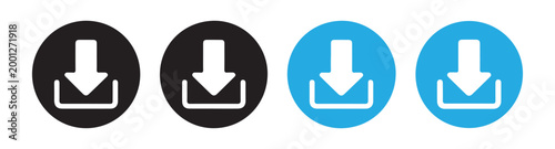 Set of download icon in flat style isolated on transparent background arrow down symbol.