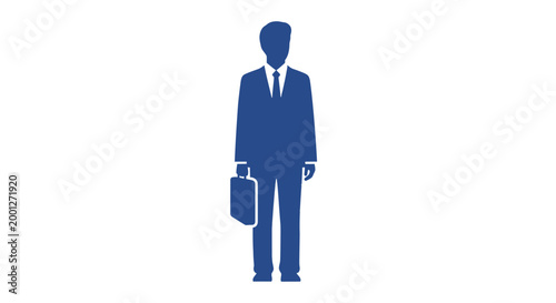 Businessman with Briefcase Standing Silhouette.