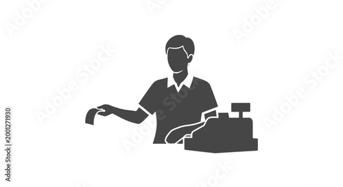 Cashier Scanning Grocery Items at Checkout.