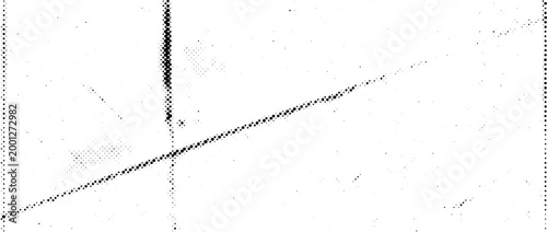 Halftone folded paper texture. Old dotted frame overlay with scratch lines. Rough grunge worn backdrop for poster, banner, cover, flyer. Vector textured surface. Creased wrinkled background