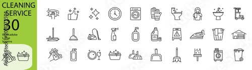 Cleaning Service icon set. Editable stroke.
