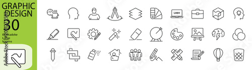 Graphic Design icon set. Editable stroke.