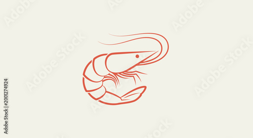 Minimalist Shrimp Icon, Seafood Ingredient, Simple Marine Life Drawing