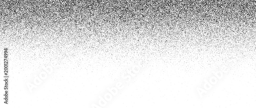 Dotted noise sand texture. Stippled grain gradient background. Black sprayed dots surface. Faded grunge dust gritty overlay. Halftone speckles, particles, specks wallpaper. Vector rough grit backdrop