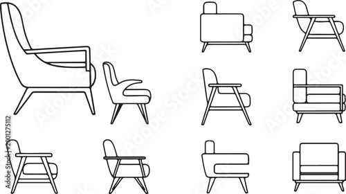 vector illustration of a set of modern office chairs in different styles suitable for workplace and interior design