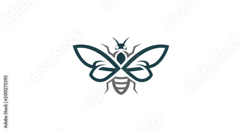 Abstract Bee Logo Design, Infinity Symbol Wings, Minimalist Insect Icon