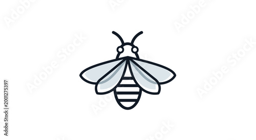 Minimalist Bee Icon, Insect Line Art, Vector Illustration, Simple Fly Symbol