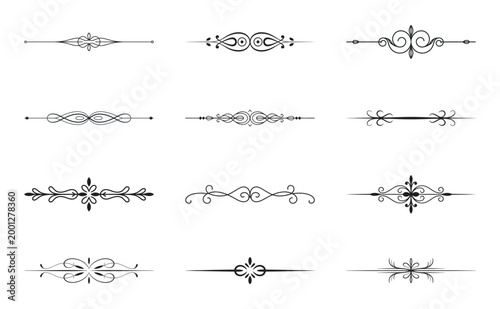 Collection of ornate vintage decorative dividers and borders for elegant design.