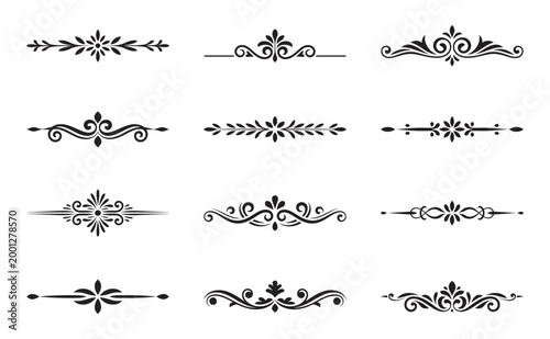 Elegant set of vintage style flourishes and calligraphic line dividers.