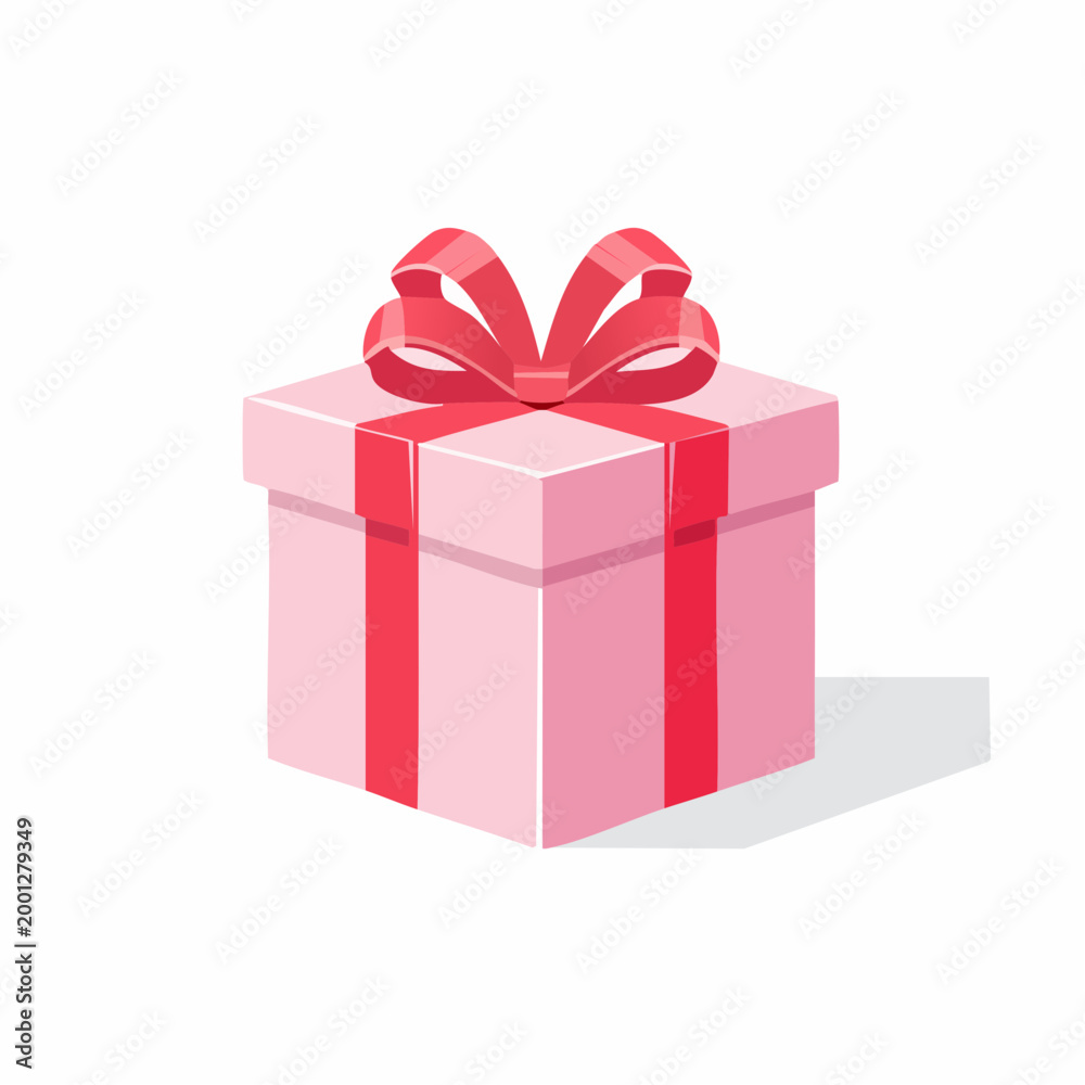 Fototapeta premium Pink Gift Box with Red Ribbon and Bow