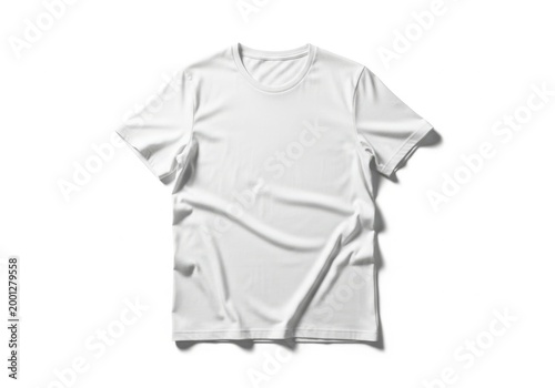 Plain white blank t-shirt on white background minimalist product photography