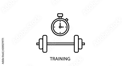 Fitness Training Icon: Stopwatch and Dumbbell for Workout and Time Management
