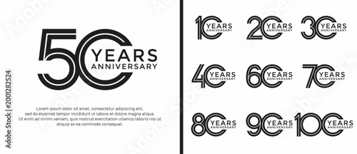 anniversary vector logo set, black color can be use for celebration