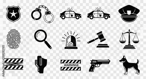 Collection of Law Enforcement and Justice Icons.