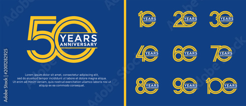 anniversary vector logo set, yellow color can be use for celebration