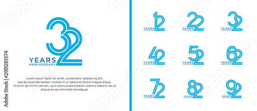 anniversary vector logo set, blue color can be use for celebration