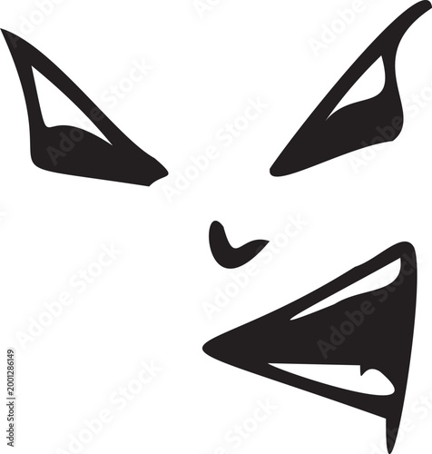 Print vector - Abstract facial expression of a demon monster with a sharp gaze and a firm expression