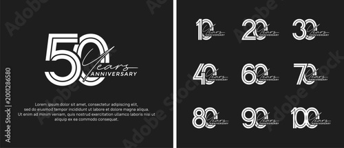 anniversary vector logo set, white color with handwriting can be use for celebration