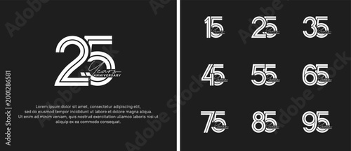 anniversary vector logo set, white color with handwriting can be use for celebration