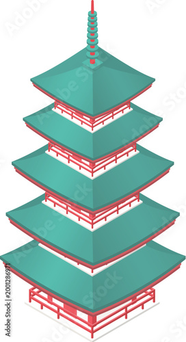Isometric pagoda tower