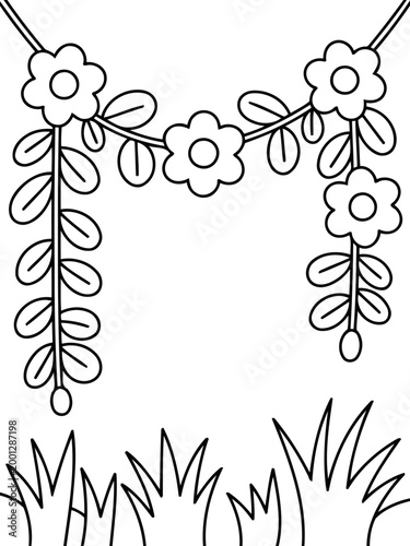 Floral Garland Illustration: A whimsical illustration of a garland, adorned with delicate flowers and lush green leaves, evokes a sense of natural elegance.