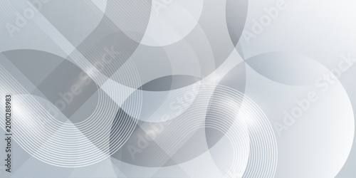 Abstract overlapping circles and curved stripe lines on grey background, soft geometric minimal modern corporate tech wallpaper