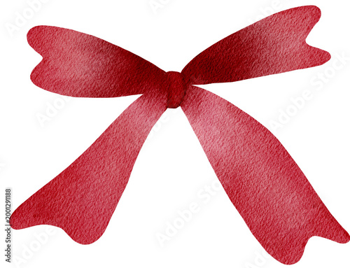 Watercolor Ribbon Bow Illustration Red Isolated