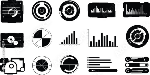 Black Infographic Icons on White Background