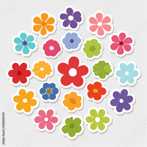 Collection of Colorful Cartoon Flowers