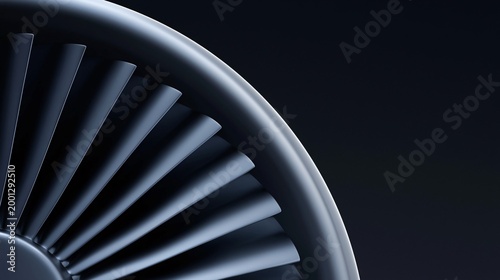 Closeup of turbine blade design industrial setting high-resolution image smooth curves dark background
