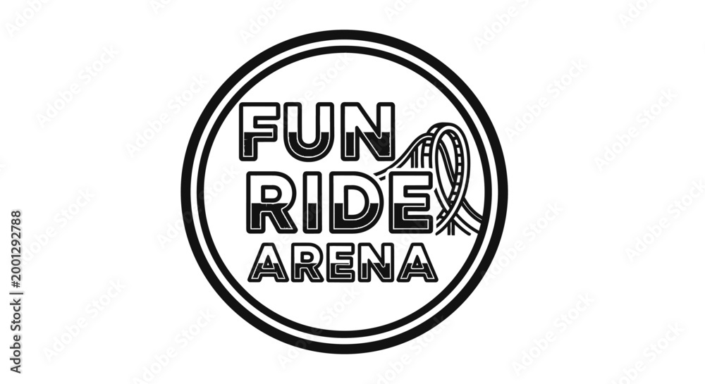 Fototapeta premium Fun ride arena logo black and white emblem amusement park concept