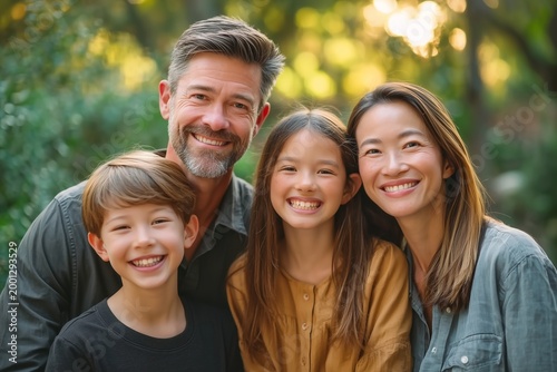 Smiling Family Celebrating Togetherness in a Lush Garden Setting on Family Day