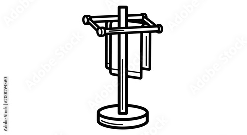 Towel rack with hanging towels illustration isolated on white