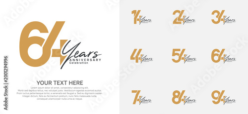 Schilderij op canvas Anniversary logo set vector design, brown color for celebration event