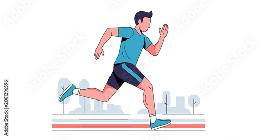 Runner in motion vector illustration of a person exercising outdoors