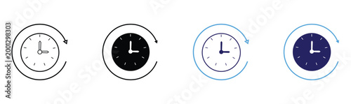 Back in Time Icon Set – Past History Symbols Vector Illustration