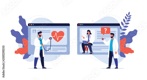 Online healthcare platforms feature virtual doctor consultations and data visualizations to provide remote patient care services.