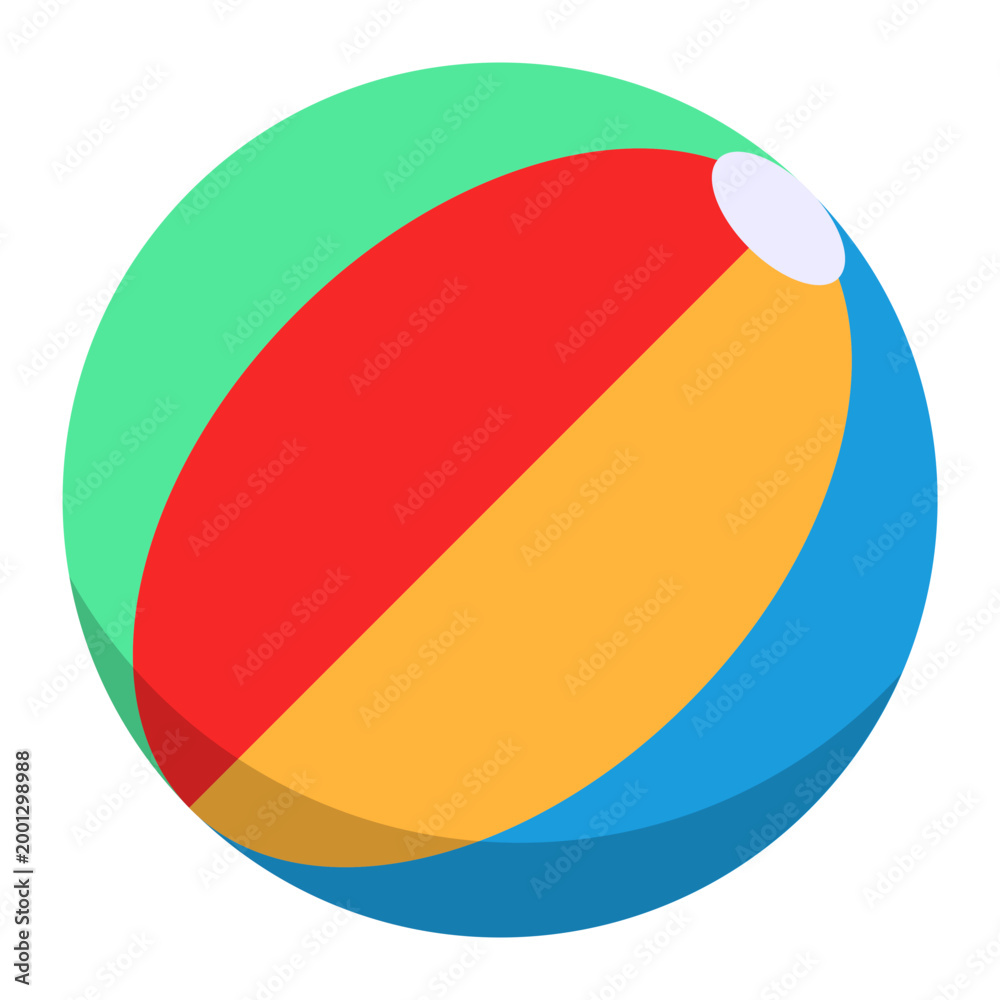 Fototapeta premium Kid toys rubber ball for outdoor play flat color icon
