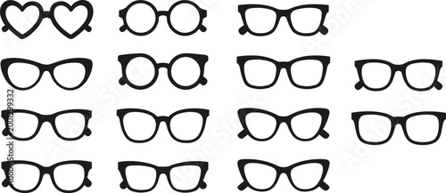 Eyeglasses and sunglasses icons set eyewear frames shapes vector minimal outline collection fashion design