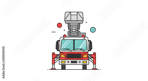 Fire truck icon with an extendable ladder is presented as a clean graphic symbol of emergency services and public safety assistance.