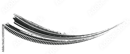 Tire track. Car, bike, motorcycle tyre mark with grunge effect isolated on white background. Wheel footprint on the road. Top view of rubber protector mark. vector