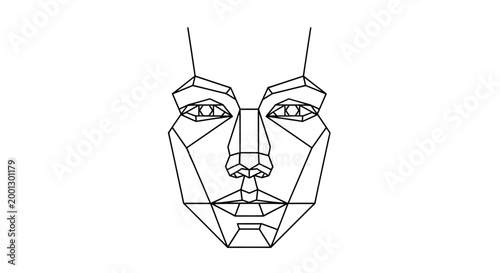 Geometric Human Face Outline on White