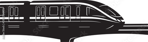 Monorail, train, transportation, icon, vector graphic, black and white